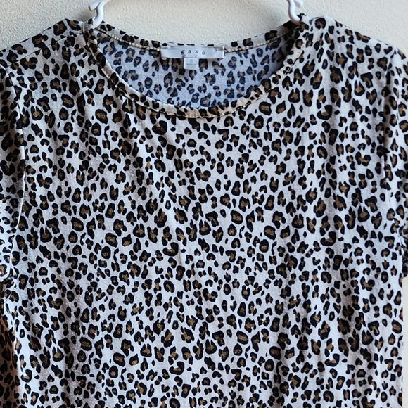 Gaze Animal Print Ruffled Short Sleeve Jersey Size Small - Picture 6 of 11